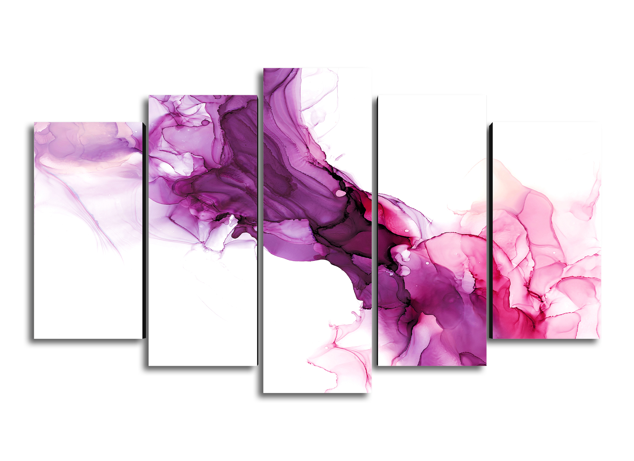 Cuadro Decorativo Abstracto Moderno Violeta Marmol 100x60cm 5pzs Cuadros MX