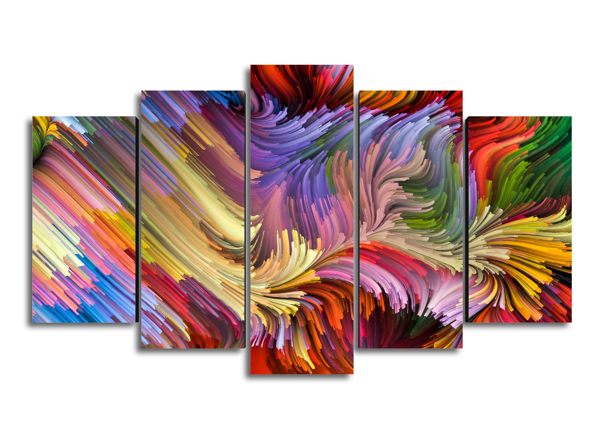 Cuadro Decorativo Abstracto Moderno Colores WallArt 100x60cm 5pzs Cuadros MX