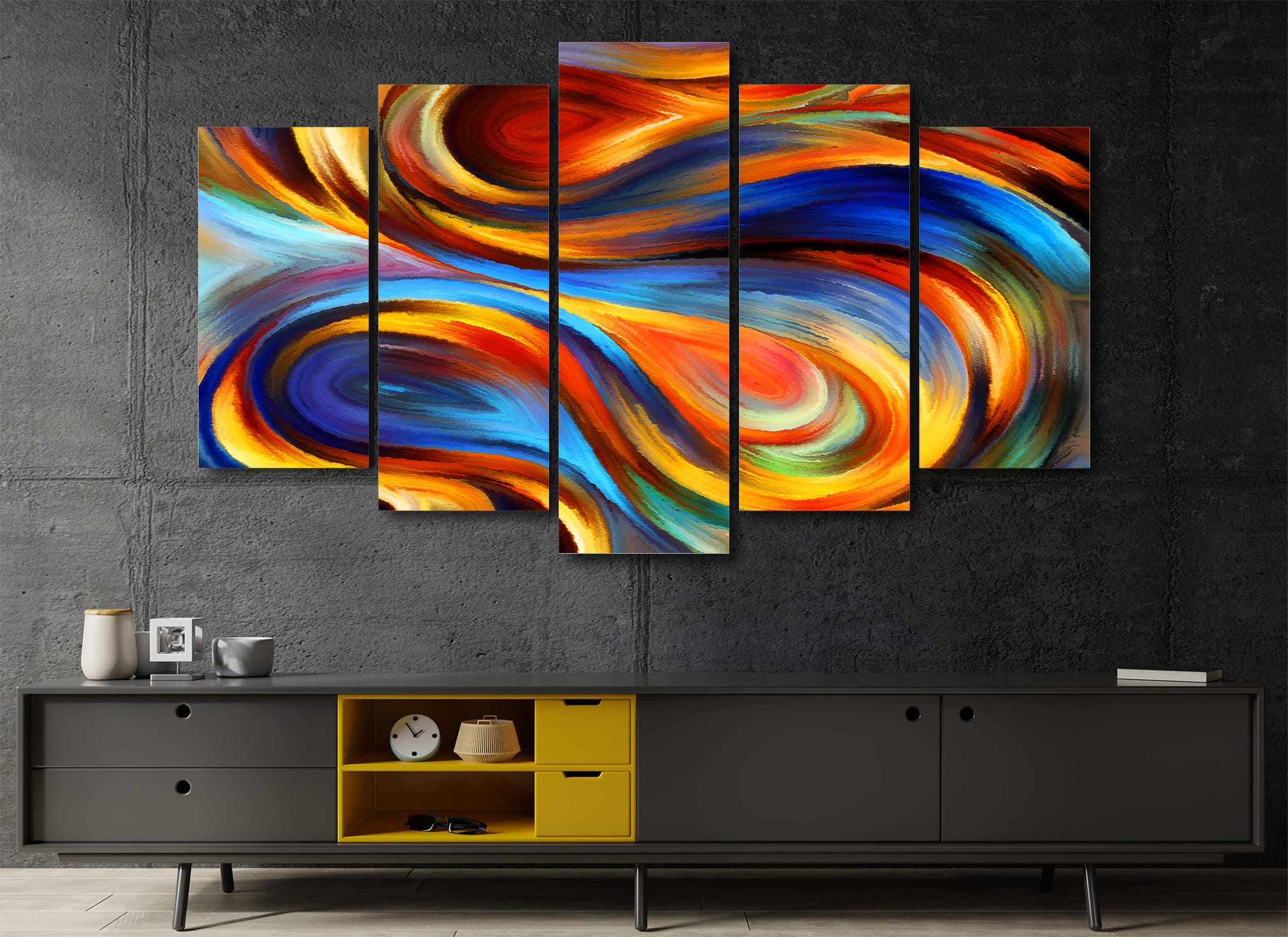 Cuadro Decorativo Abstracto Moderno Pintura Diamante 100x60cm 5pzs Cuadros MX