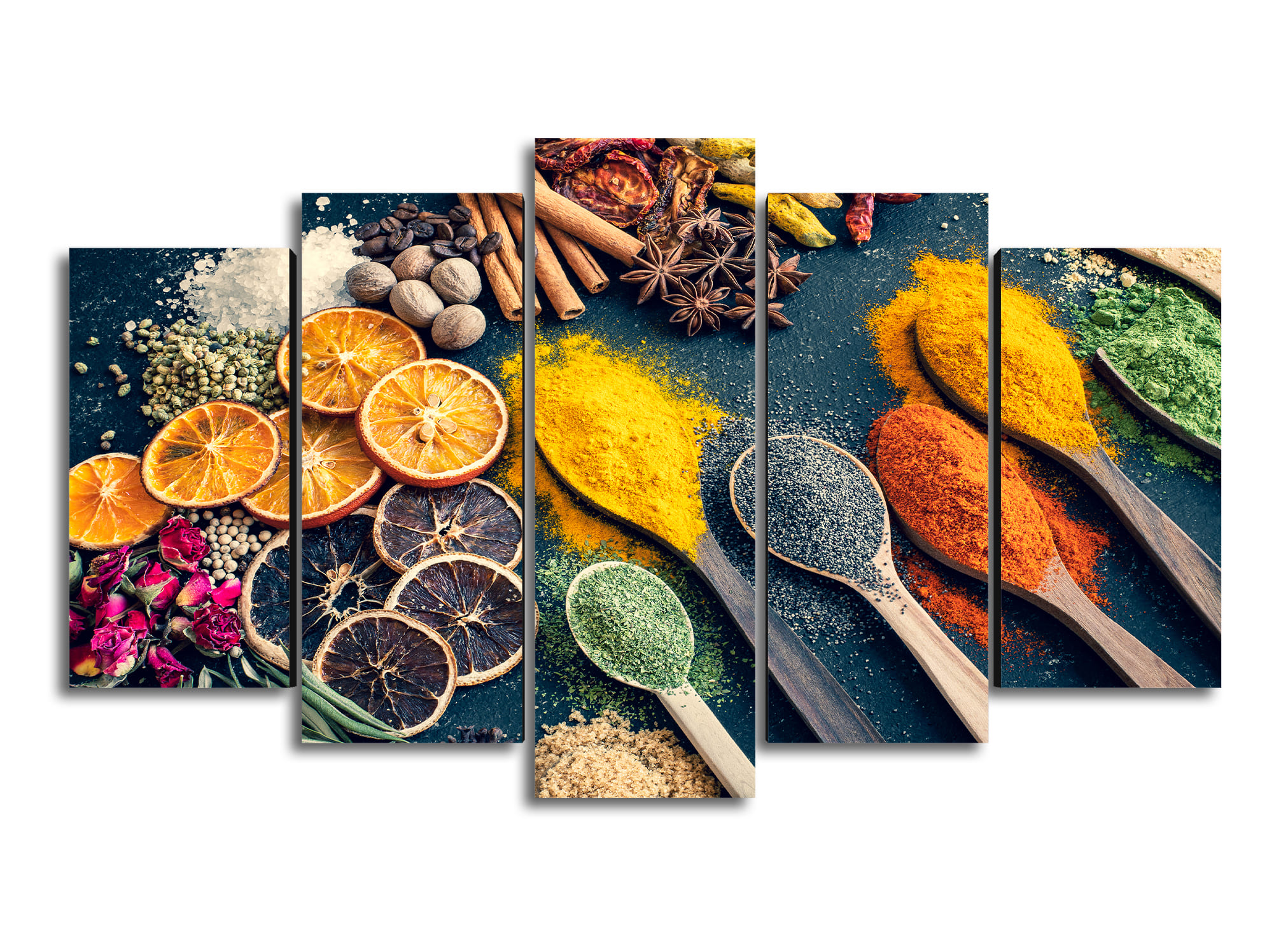 Cuadro Decorativo Cocina Esencias Secas en Polvo 100x60cm 5pzs Cuadros MX