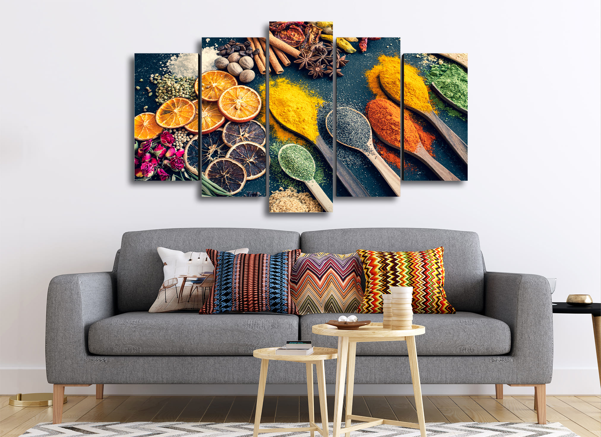 Cuadro Decorativo Cocina Esencias Secas en Polvo 100x60cm 5pzs Cuadros MX