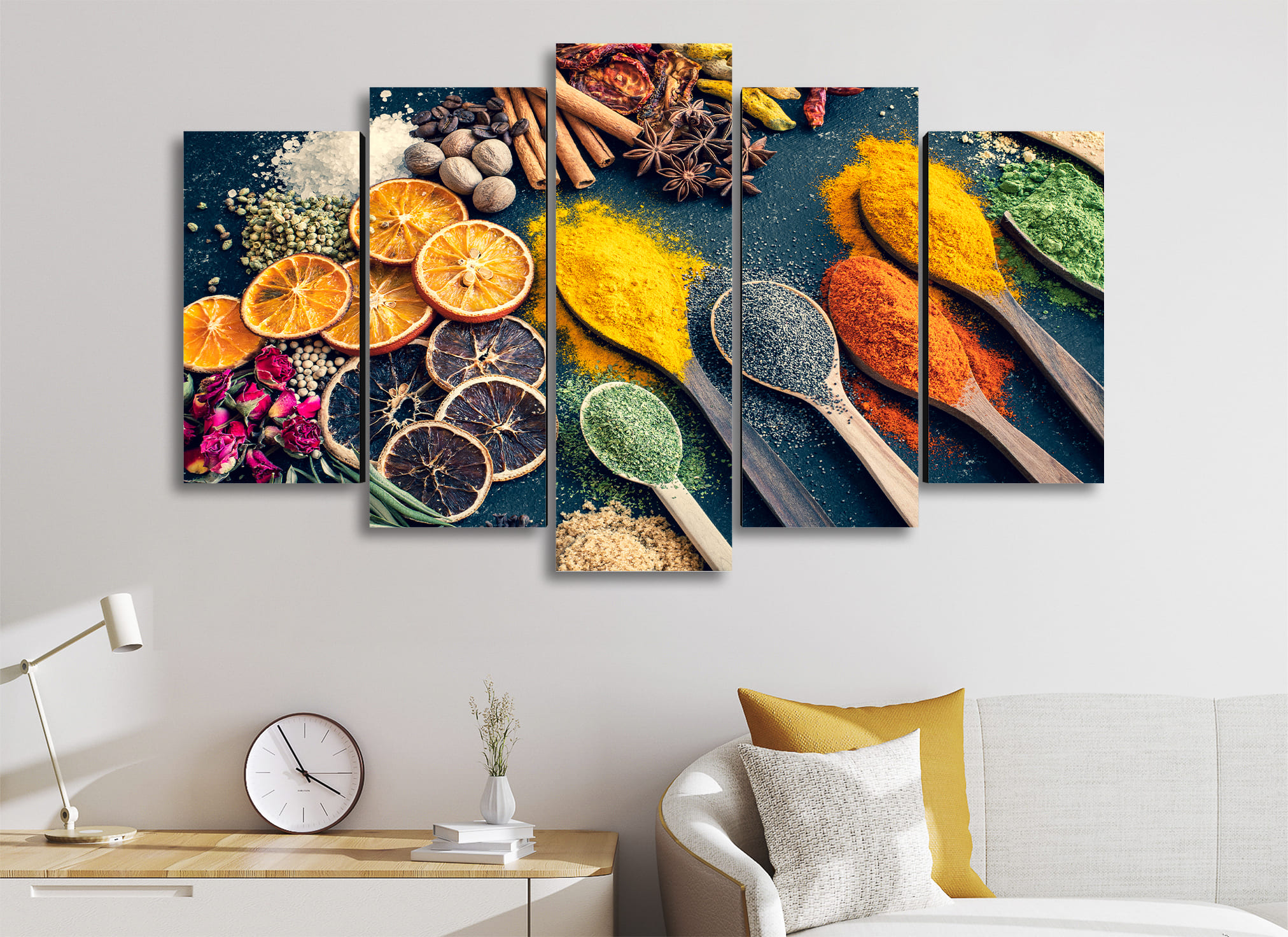 Cuadro Decorativo Cocina Esencias Secas en Polvo 100x60cm 5pzs Cuadros MX