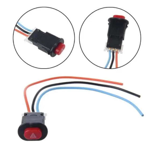 Botón Interruptor Switch Intermitentes para Moto Auto 12v Universal