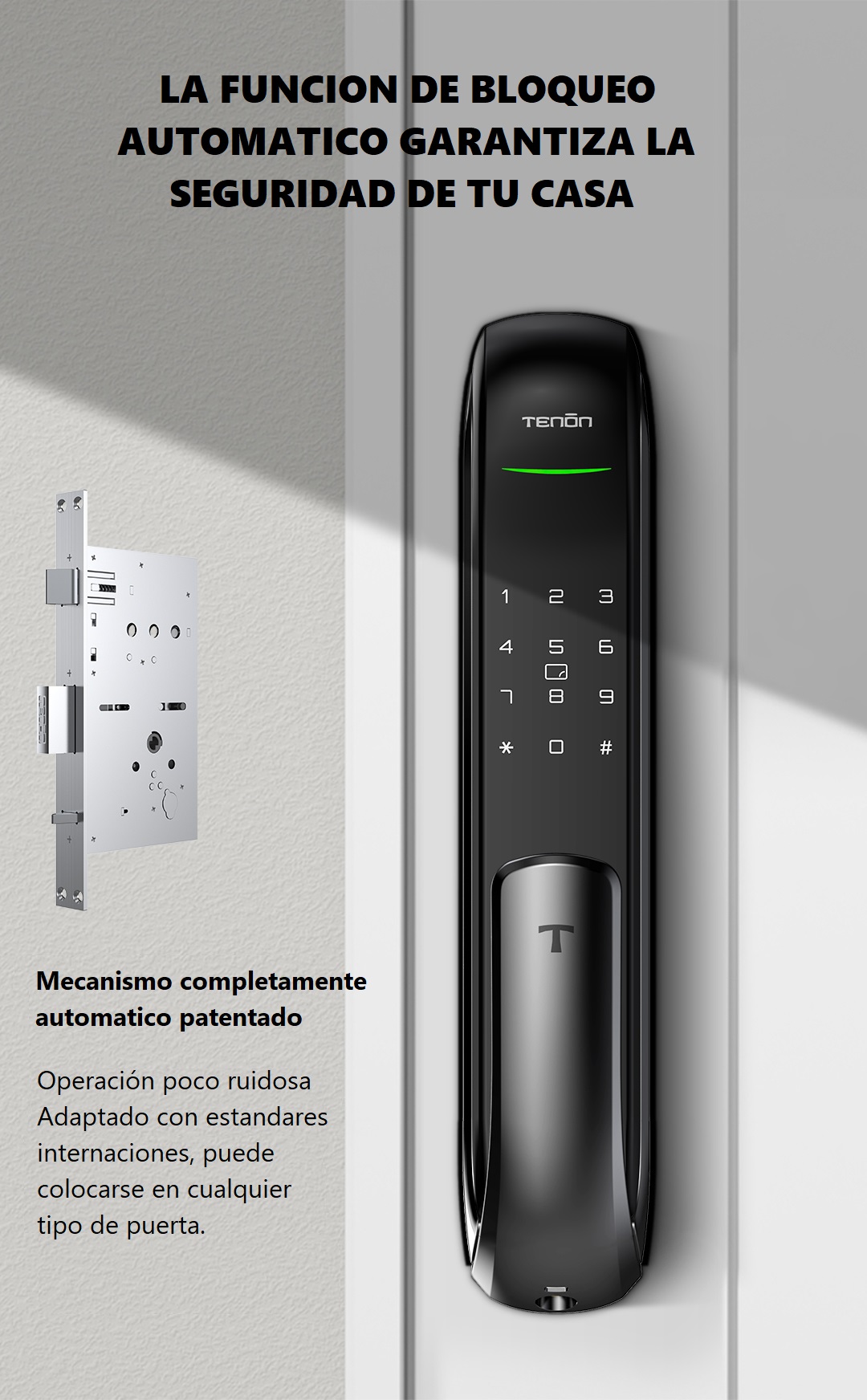 Cerradura Digital Tenon A3 UV (huella, tarjeta, clave y llaves)