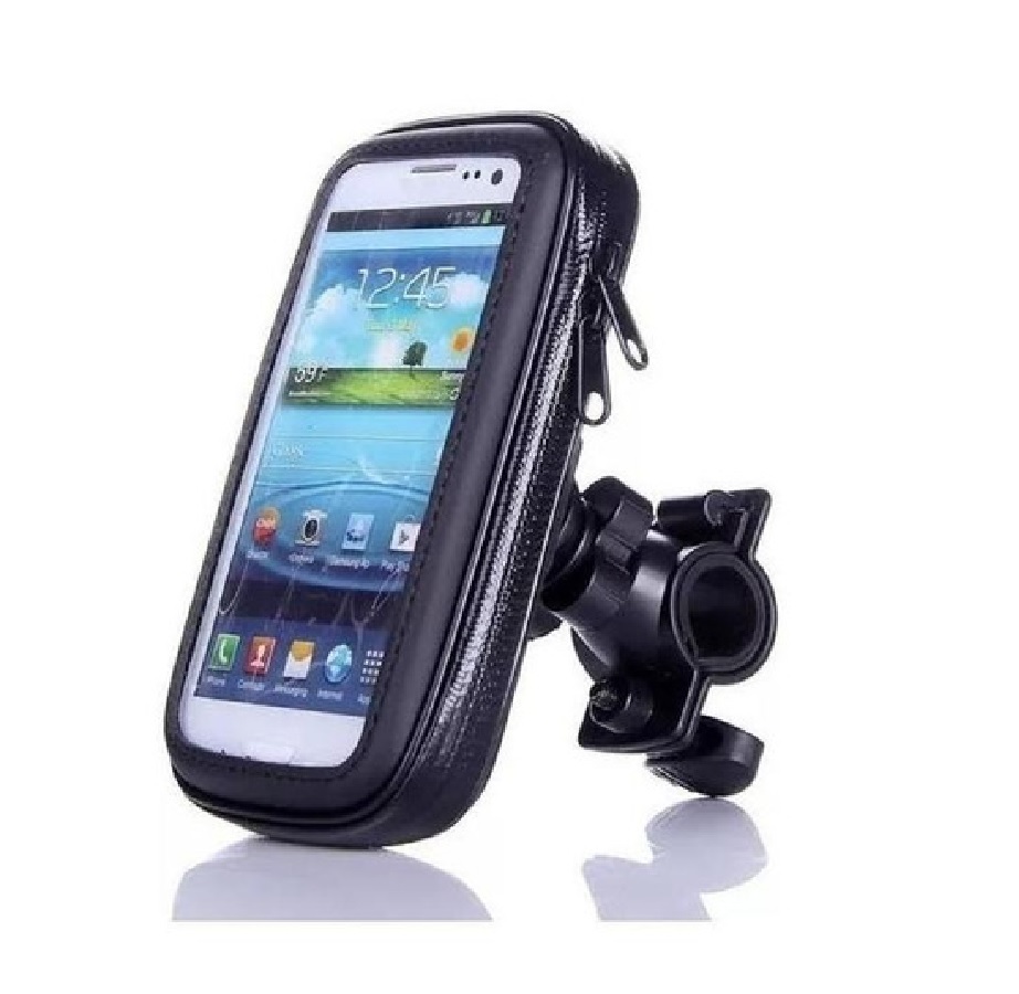 SOPORTE DE CELULAR TELEFONO IMPERMEABLE PARA BICI MOTO DEPORTE CONTRA AGUA NEGRO USO RUDO BASE