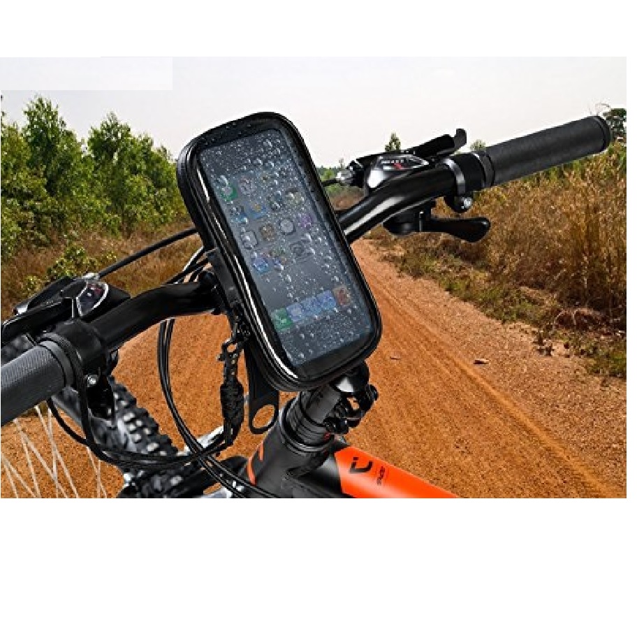 SOPORTE DE CELULAR TELEFONO IMPERMEABLE PARA BICI MOTO DEPORTE CONTRA AGUA NEGRO USO RUDO BASE