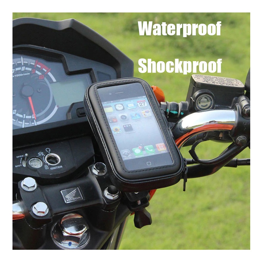 SOPORTE DE CELULAR TELEFONO IMPERMEABLE PARA BICI MOTO DEPORTE CONTRA AGUA NEGRO USO RUDO BASE