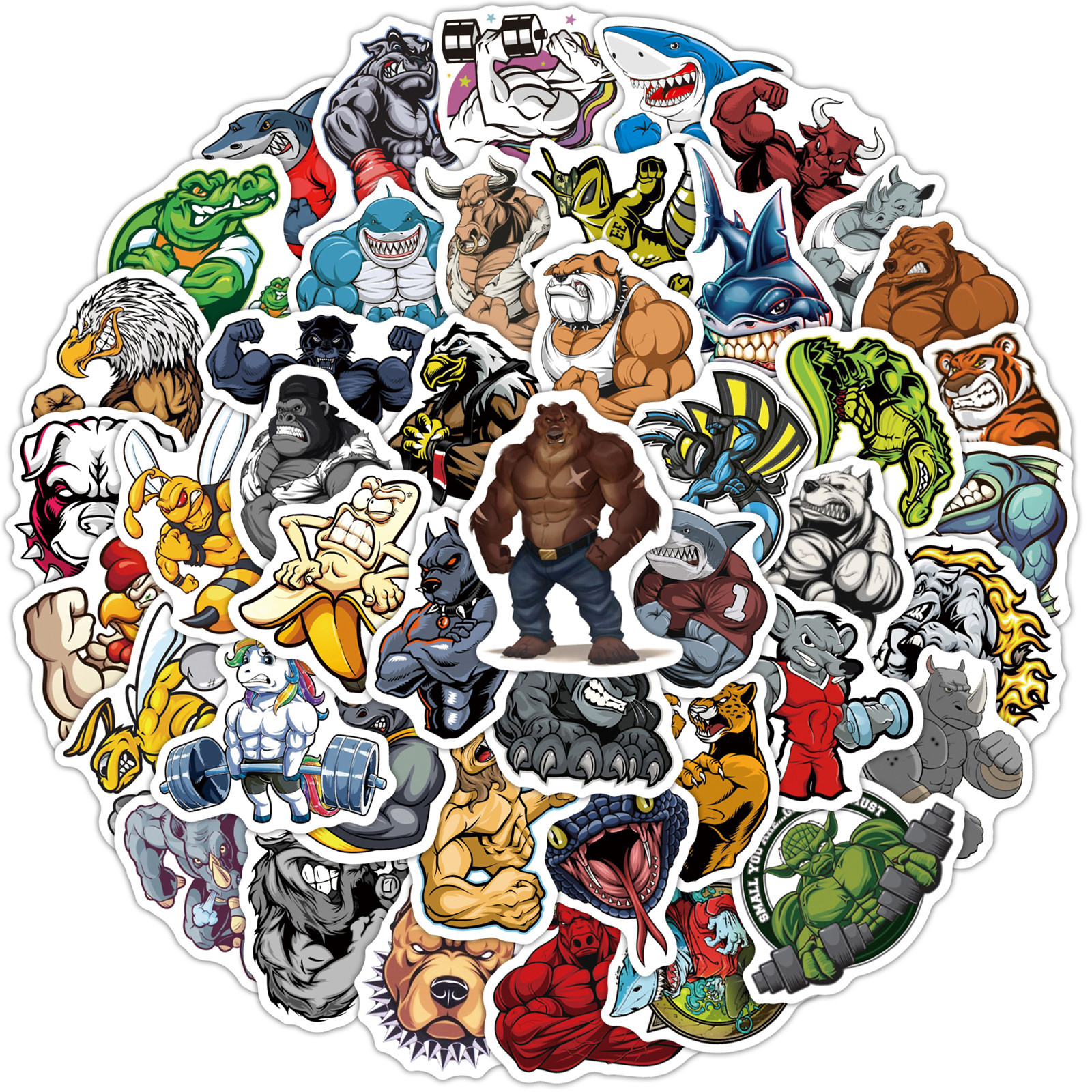 50 Calcomanías Alta Calidad Contra Agua Animales