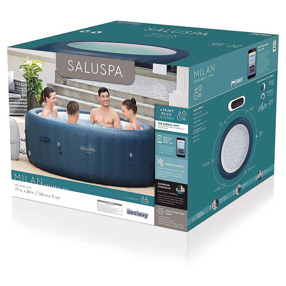 Jacuzzi Inflable Saluspa Para 4 Personas Bestway 60030 SMS