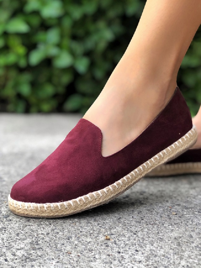 Zapatos Flats Chepinas Casual para Dama Gamuza Tinto