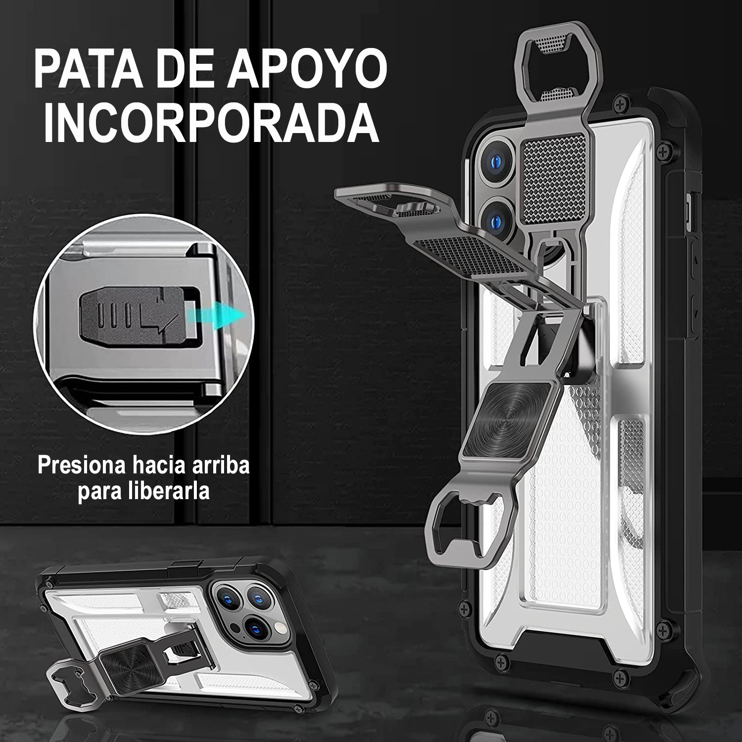 Funda Uso Rudo incorporado con destapador para Moto G60 Verde 1pz Mas Mica 9D