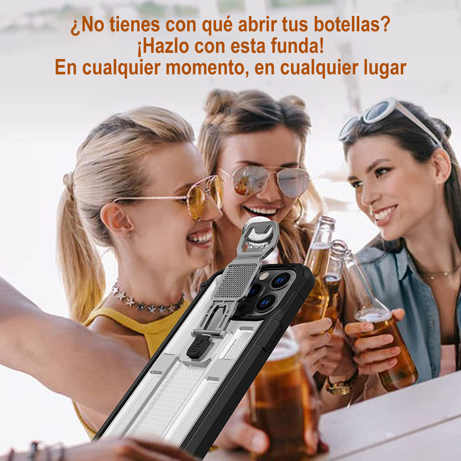 Funda Uso Rudo incorporado con destapador para Moto G60 Verde 1pz Mas Mica 9D
