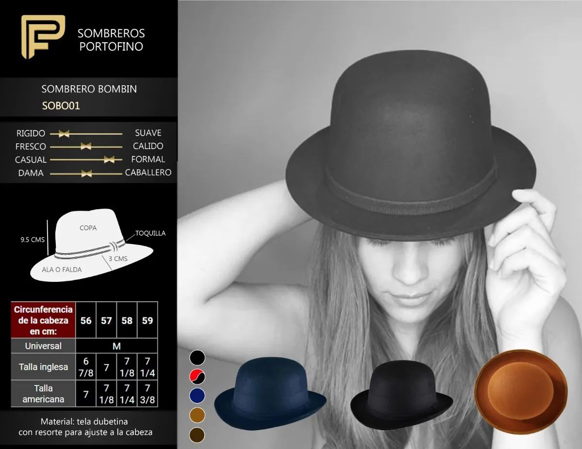 Sombrero Elegante Tipo Bombín Hípster Unisex De Vestir Formal Negro