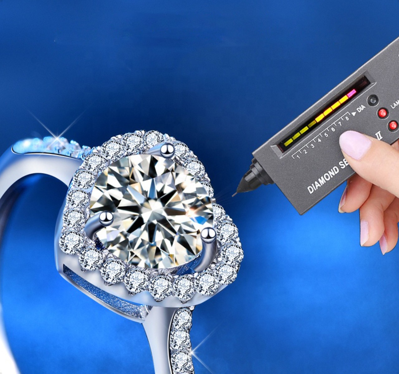 Anillo Compromiso Plata 925 Corazón Moissanita 1ct VAROURO Ajustable