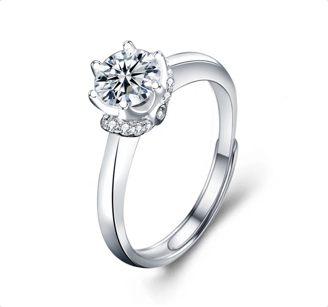 Anillo De Compromiso Plata 925 Moissanita 1.0ct | Ajustable VAROURO 