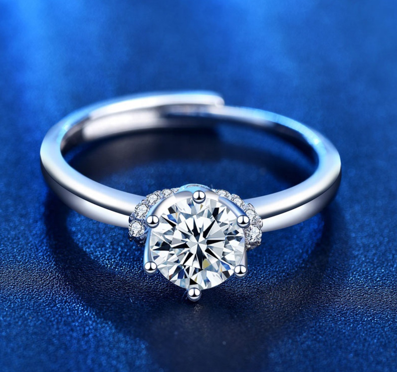 Anillo De Compromiso Plata 925 Moissanita 1.0ct | Ajustable VAROURO 