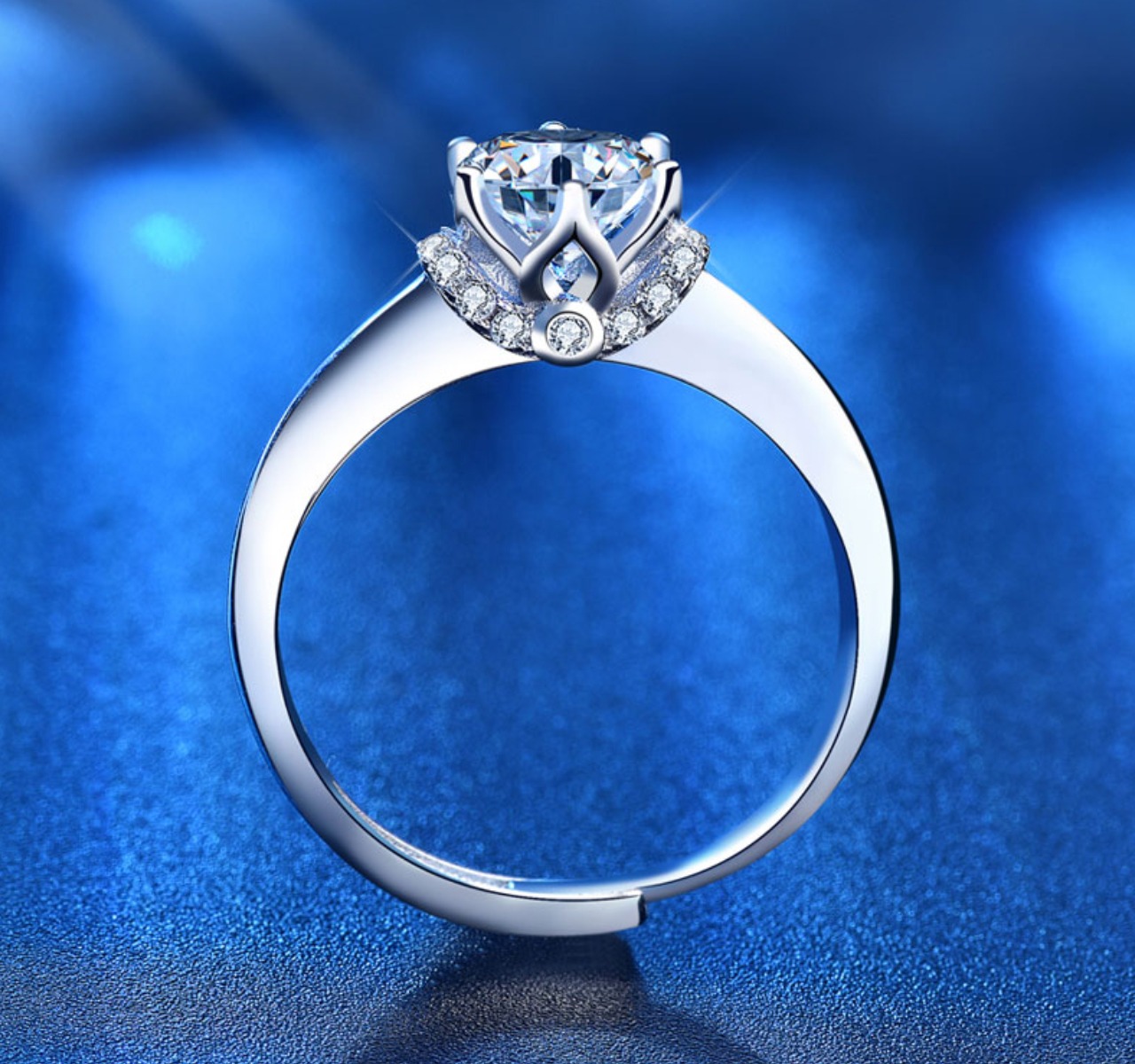 Anillo De Compromiso Plata 925 Moissanita 1.0ct | Ajustable VAROURO 