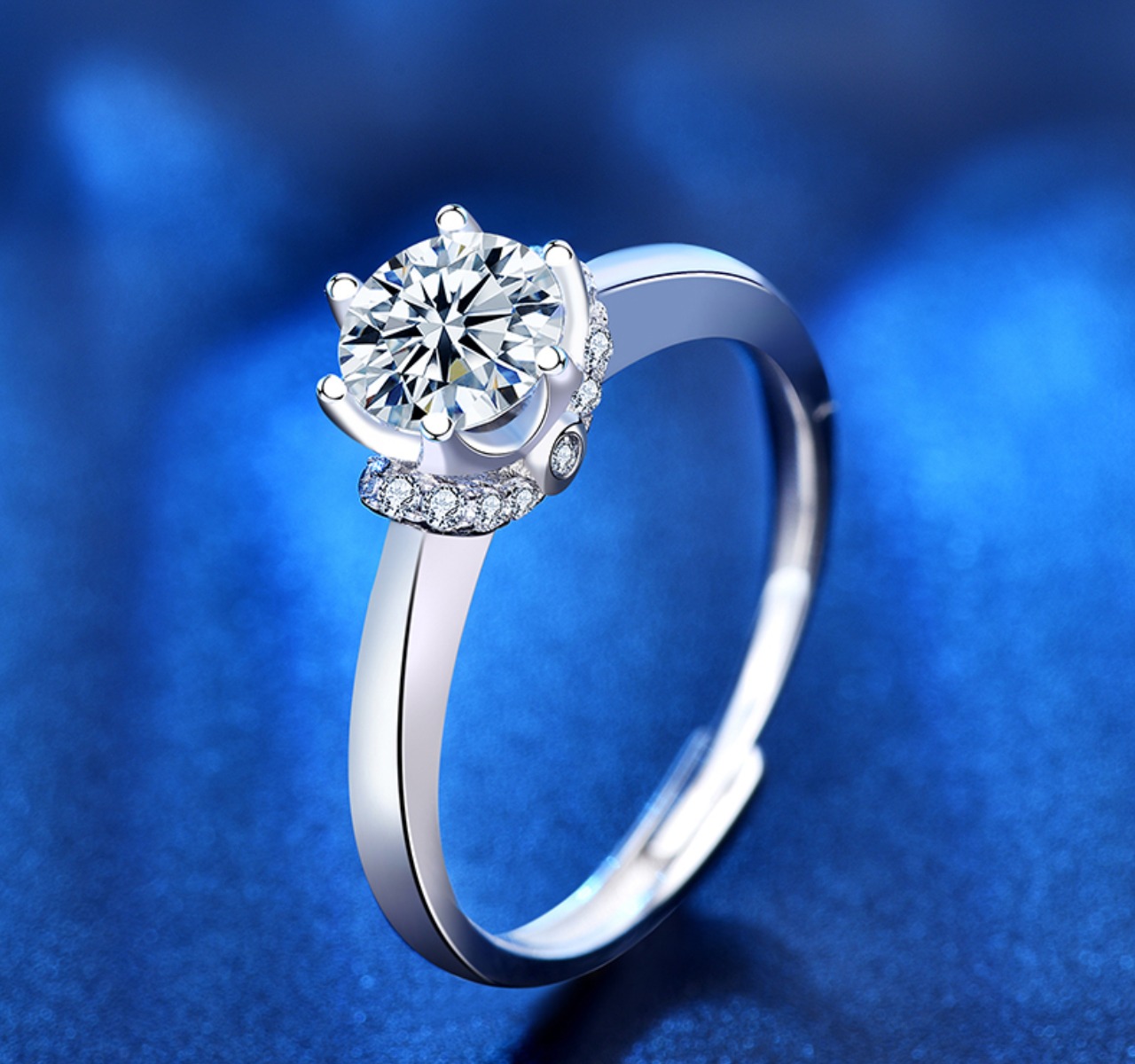 Anillo De Compromiso Plata 925 Moissanita 1.0ct | Ajustable VAROURO 