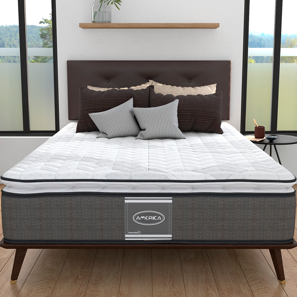 Colchón Queen Size Madrid América Ortopédico Con Colchoneta PILLOW TOP