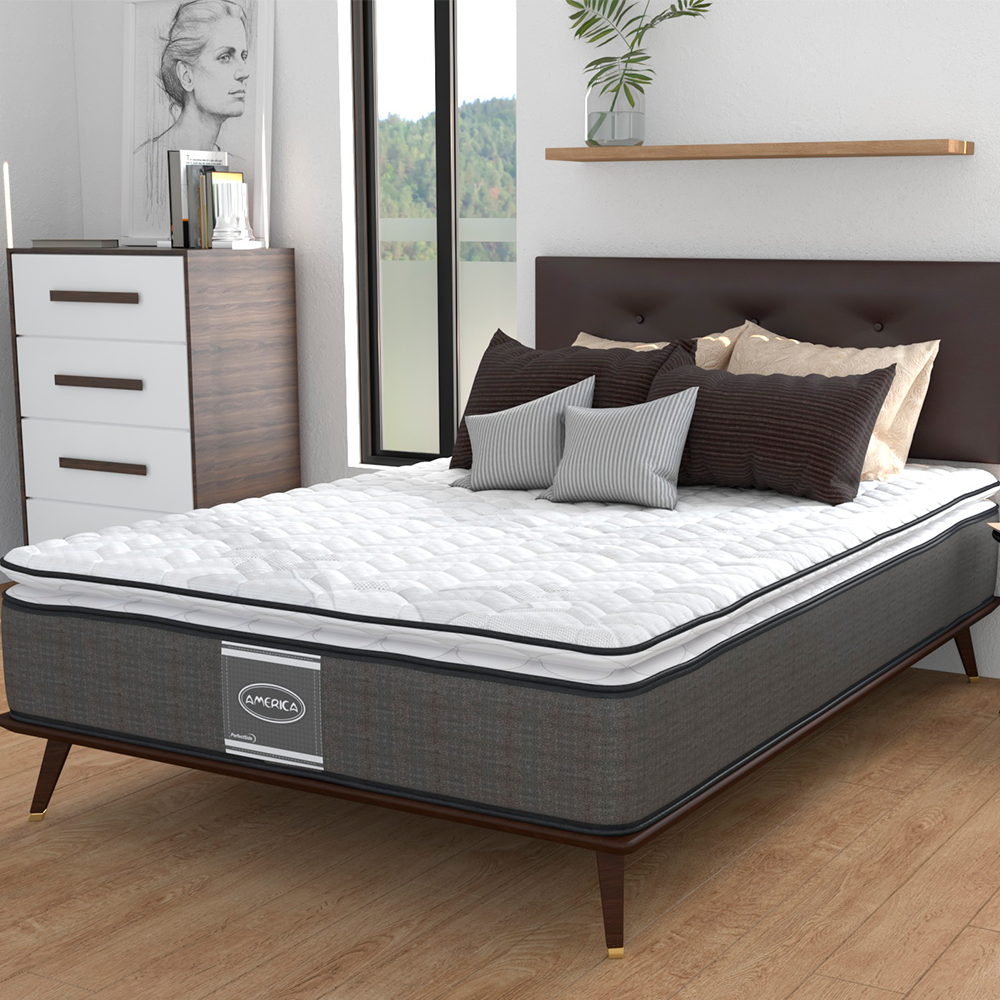 Colchón Queen Size Madrid América Ortopédico Con Colchoneta PILLOW TOP