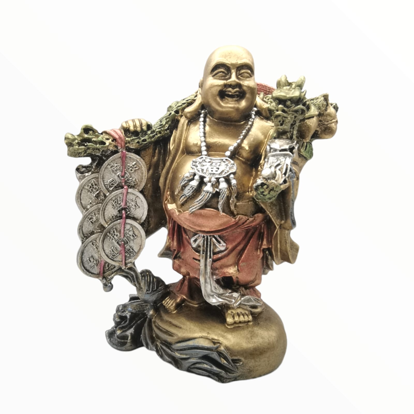 Buda De Pie Dorado 23cm (buda Abundancia De Regalo 6cm)