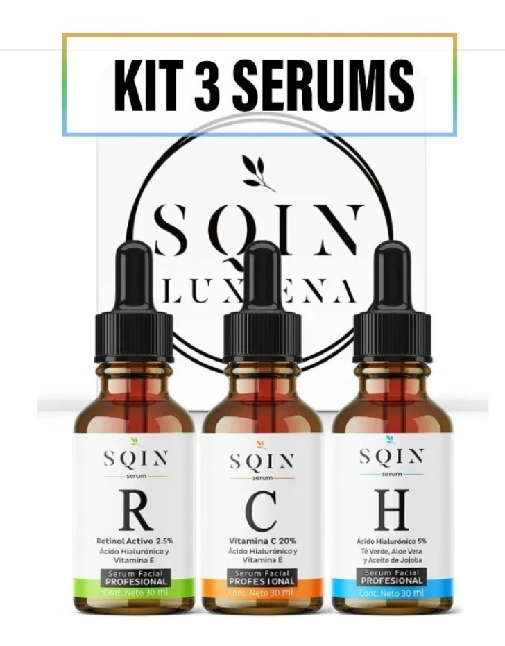 Kit Suero Serum Vitamina C + Ácido Hialurónico Facial + Retinol