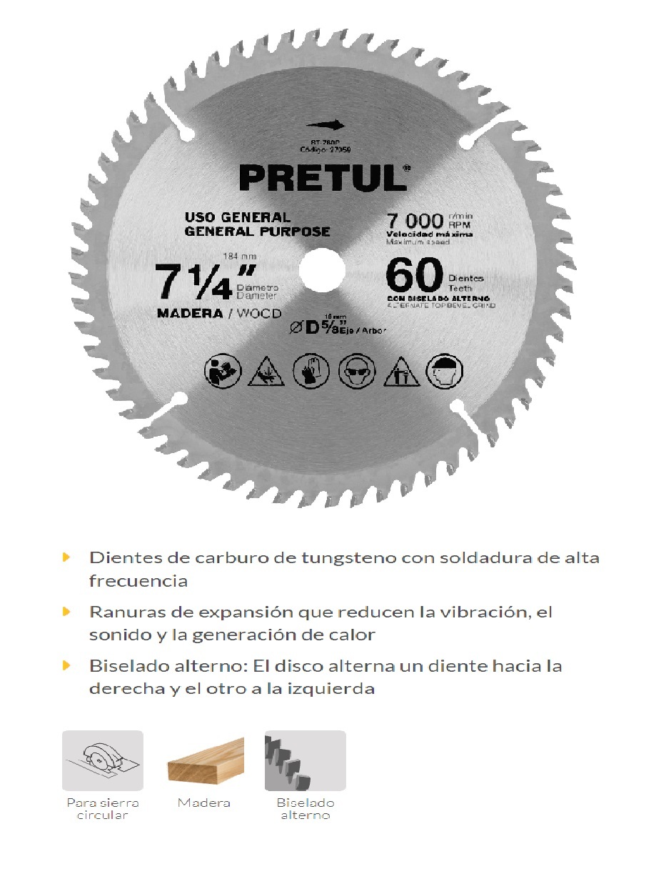 Cortadora Disco Para Sierra Circular Ideal Para MDF, Laminado Y Madera