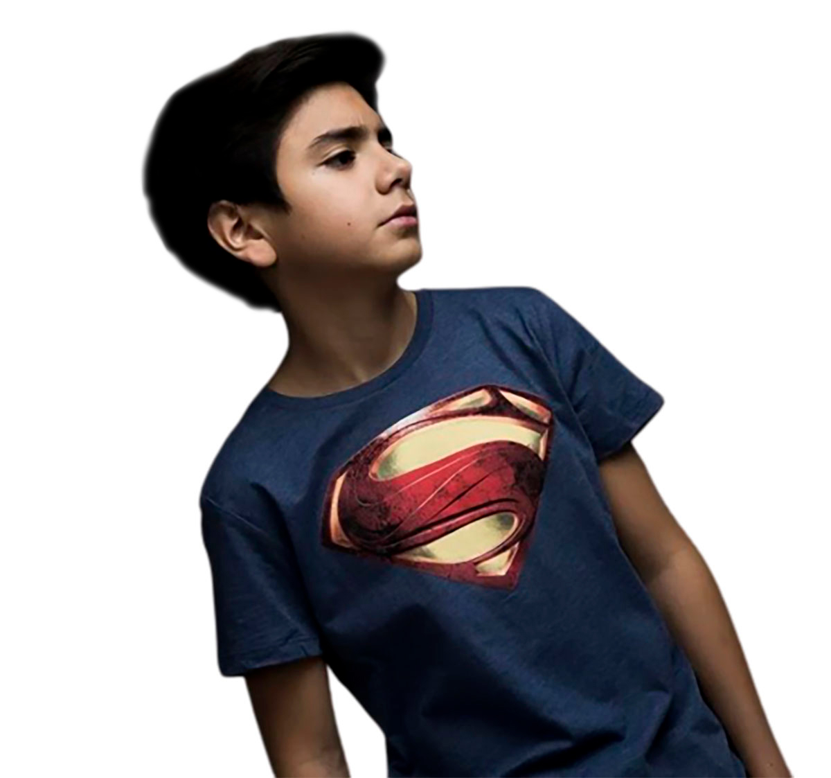 Playera Jl Superman Logo Niño Mascara De Latex