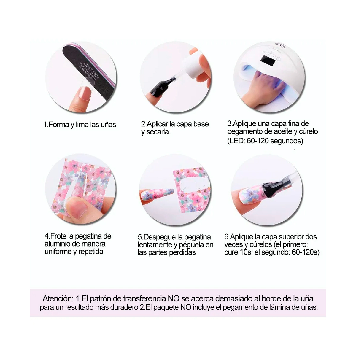 6 Cajas De Foil Para Uñas Papel Transfer Pegatinas Decoración Para Uñas Nail Art