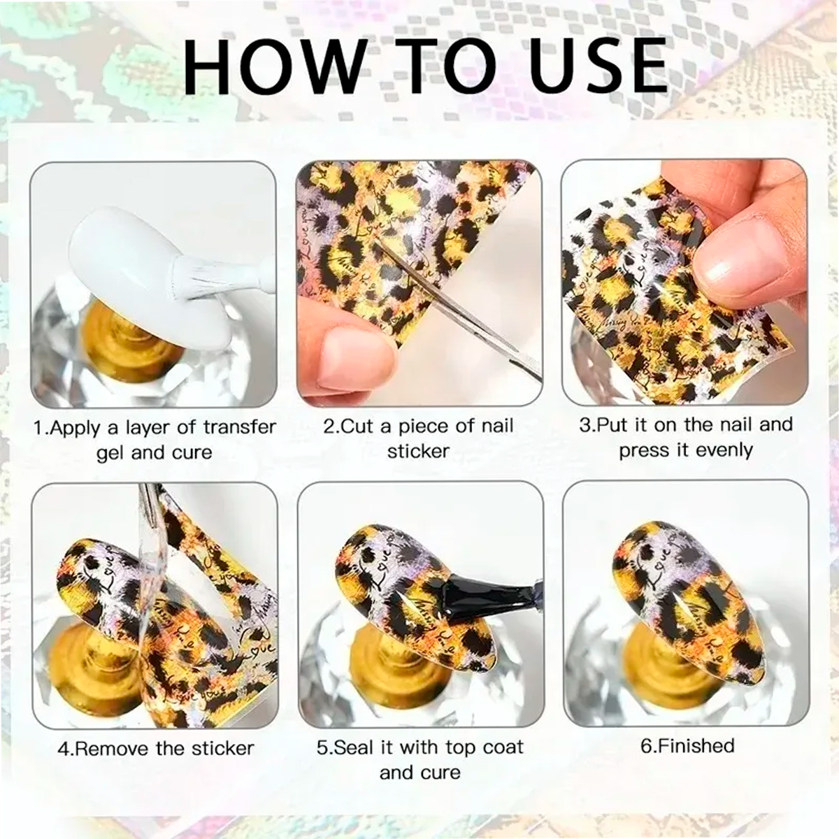 6 Cajas De Foil Para Uñas Papel Transfer Pegatinas Decoración Para Uñas Nail Art