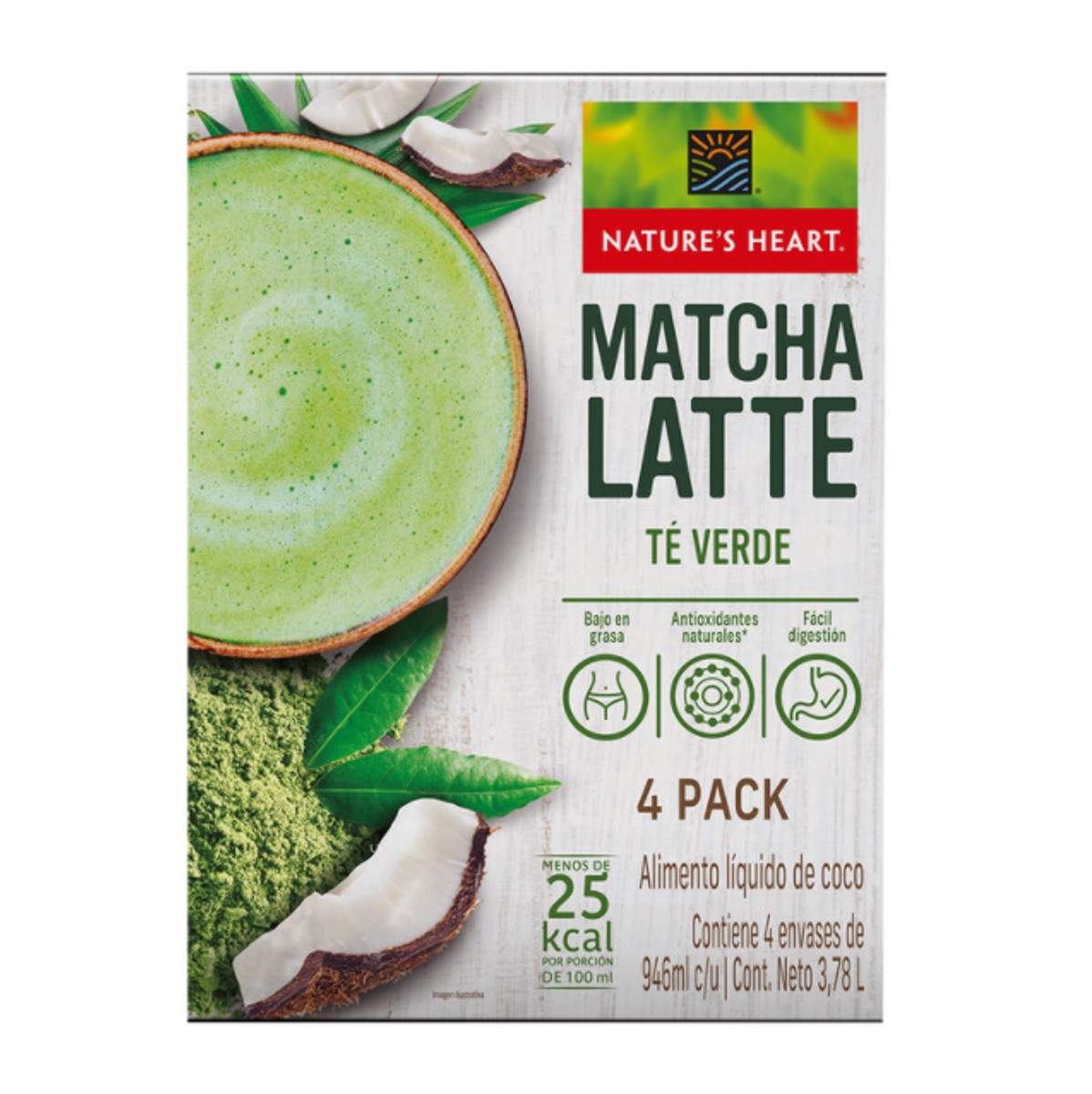 Bebida Matcha Latte 4 Piezas De 946ml Natures Heart