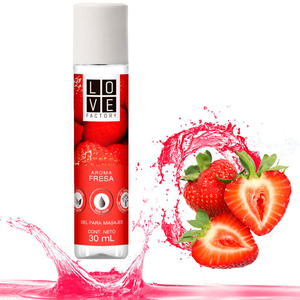 Lubricante Intimo y Gel Para Masaje Intimo Sabor Fresa Love Factory Cont. 30 ml