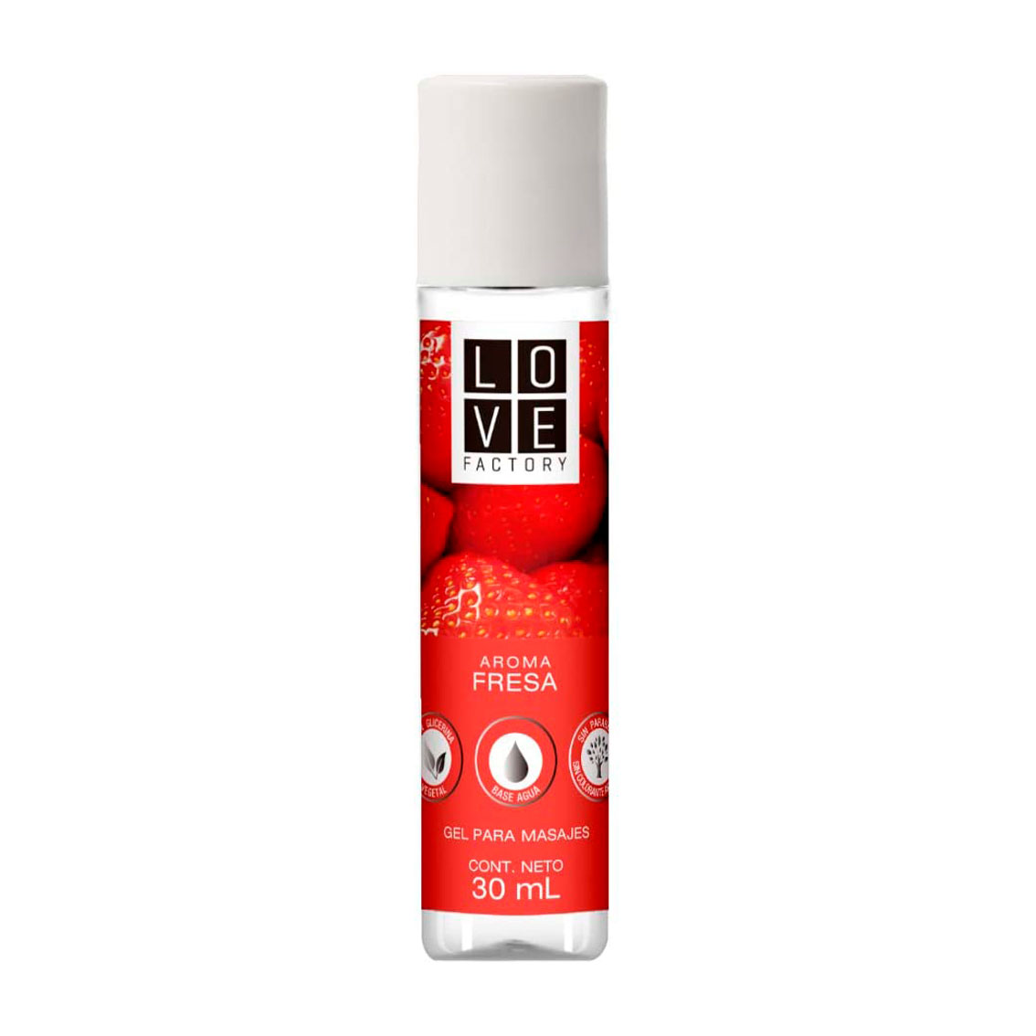 Lubricante Intimo y Gel Para Masaje Intimo Sabor Fresa Love Factory Cont. 30 ml
