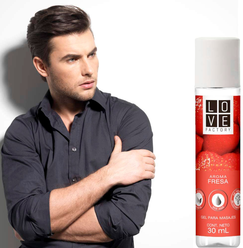 Lubricante Intimo y Gel Para Masaje Intimo Sabor Fresa Love Factory Cont. 30 ml
