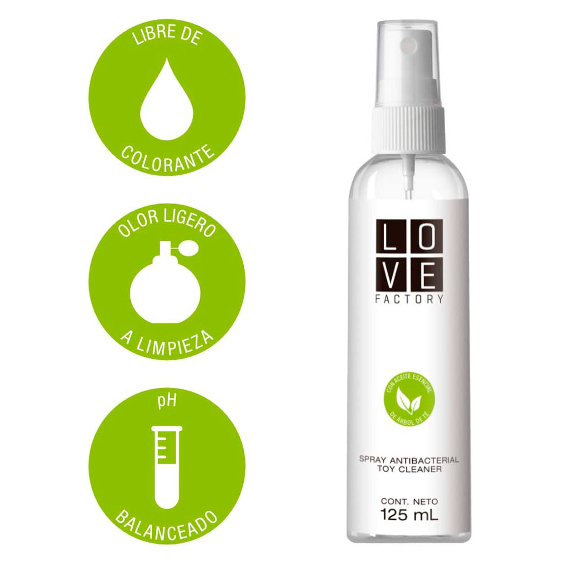 Liquido Antibacterial Limpiador de Productos Íntimos Love Factory Cont. 125 ml