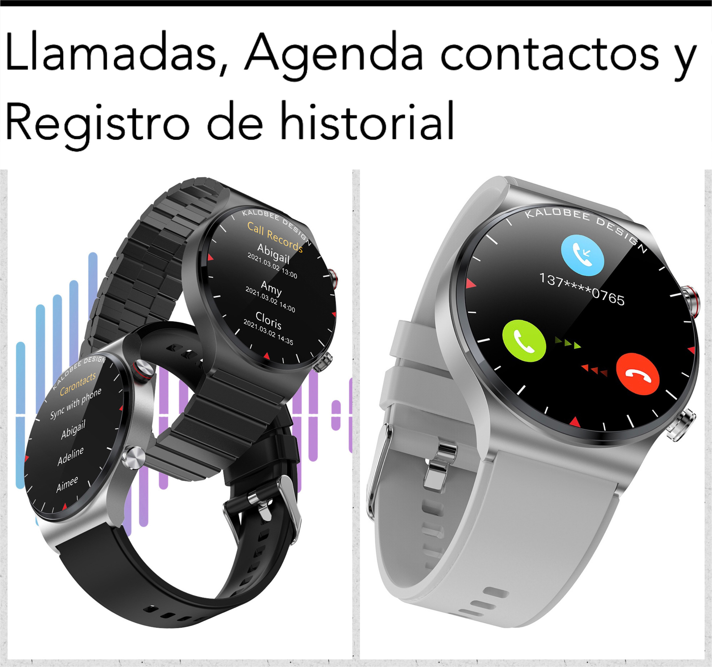 Fino Smartwatch para caballero, Oximetro, Salud, ejercicio, Llamadas, Notificaciones con 3 correas para iPhone y Android
