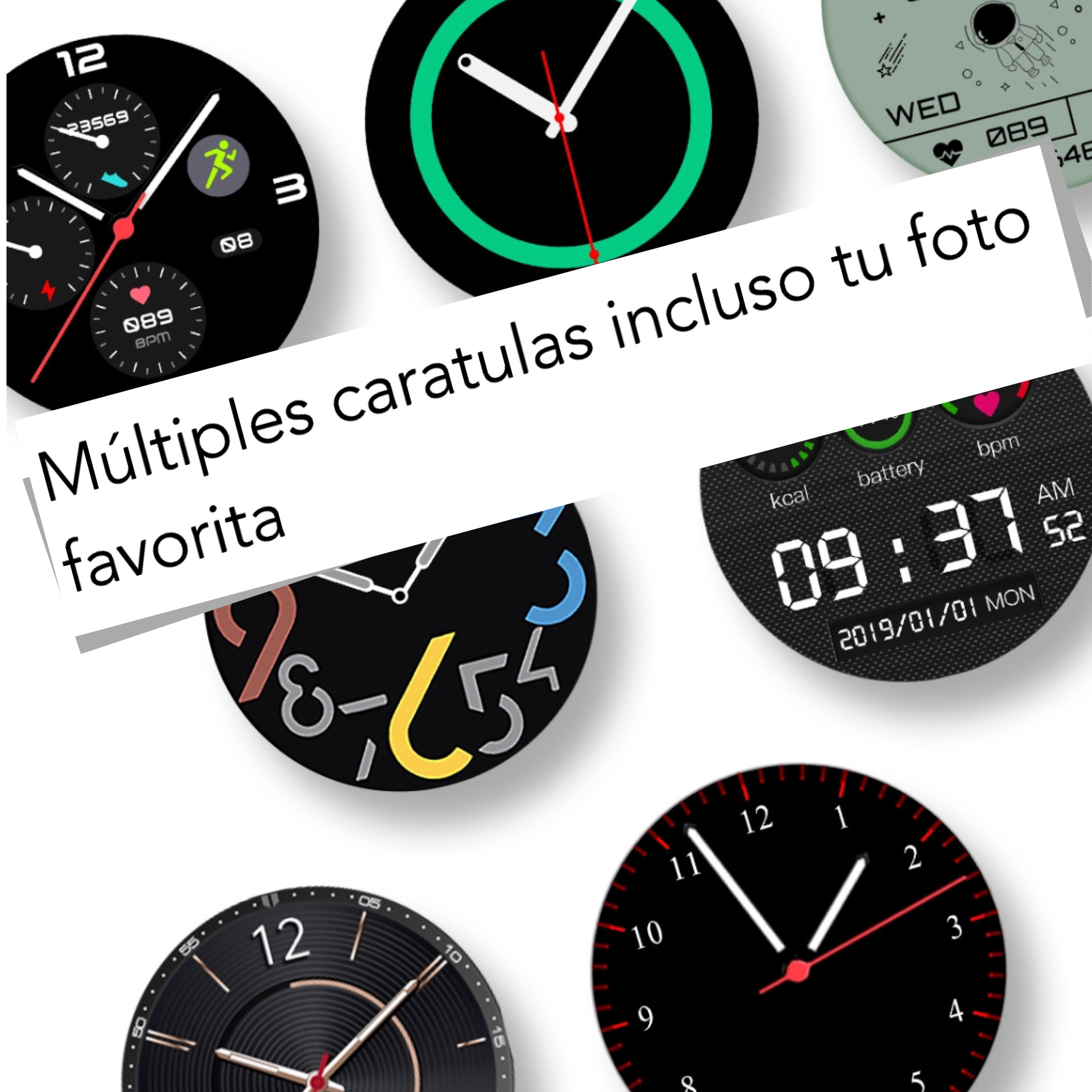 Fino Smartwatch para caballero, Oximetro, Salud, ejercicio, Llamadas, Notificaciones con 3 correas para iPhone y Android