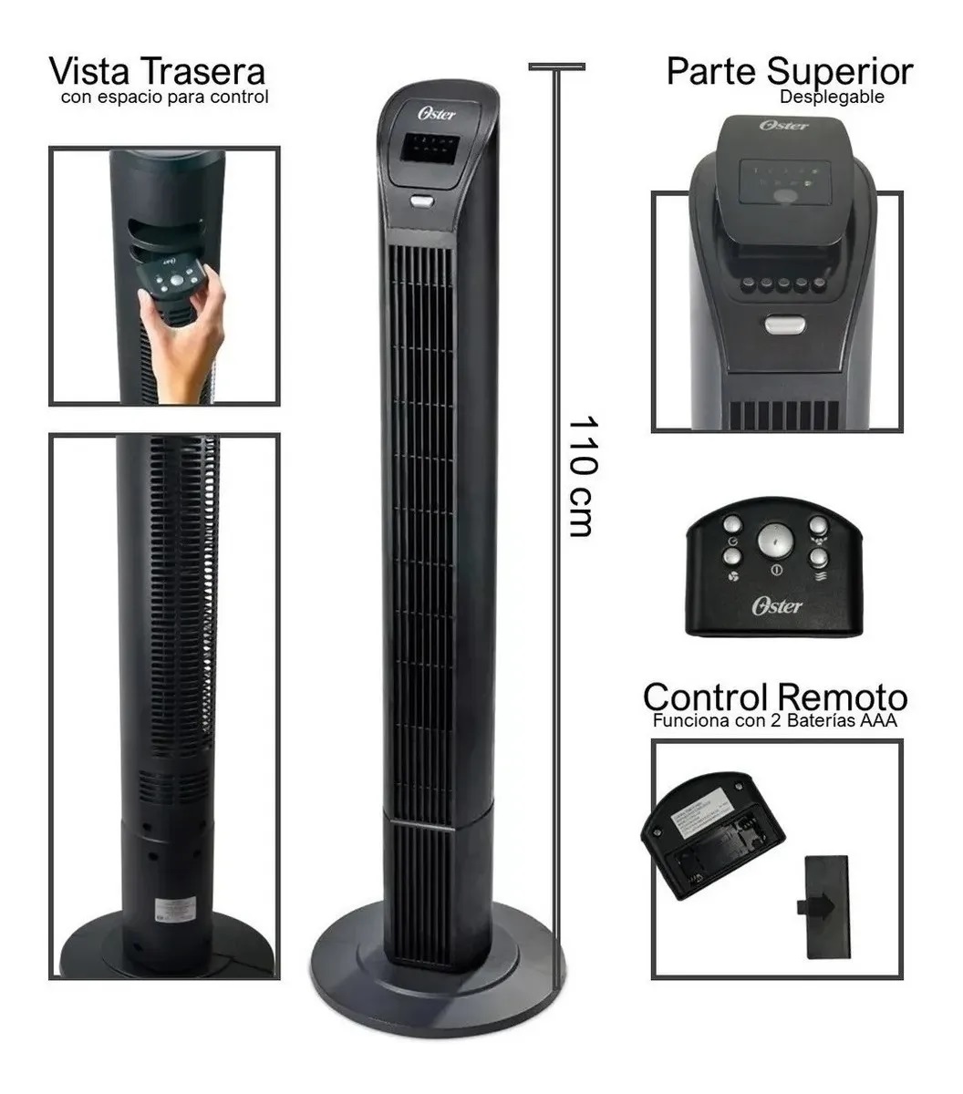 Ventilador Torre Control Oster OTF9115R Negro