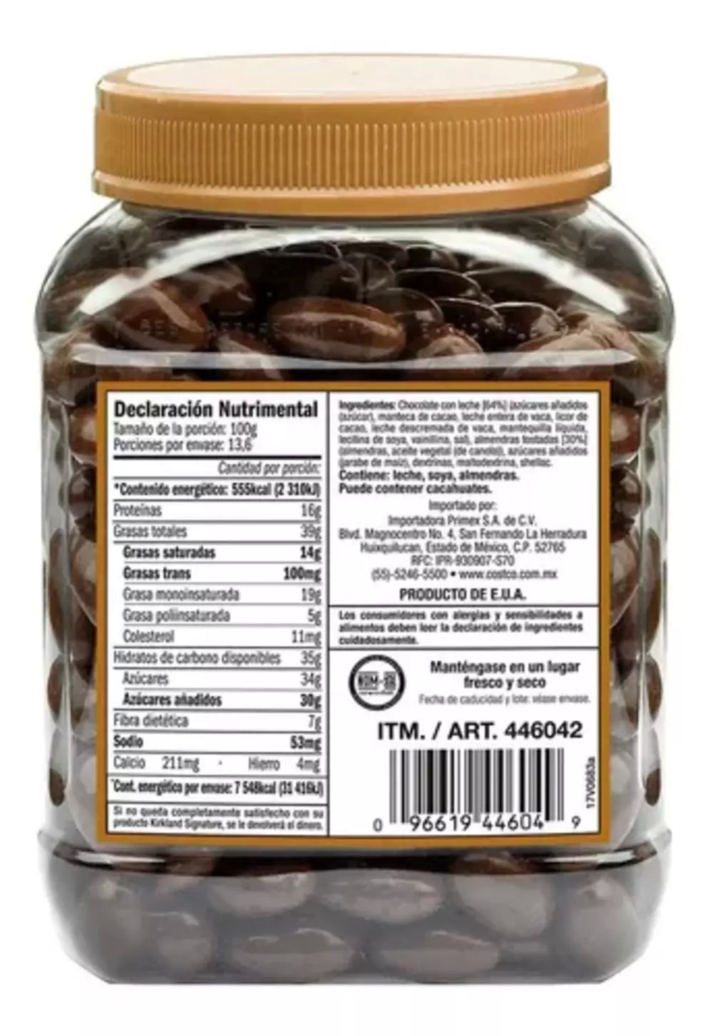 Almendras Cubiertas De Chocolate Con Leche 1.36kg Kirkland