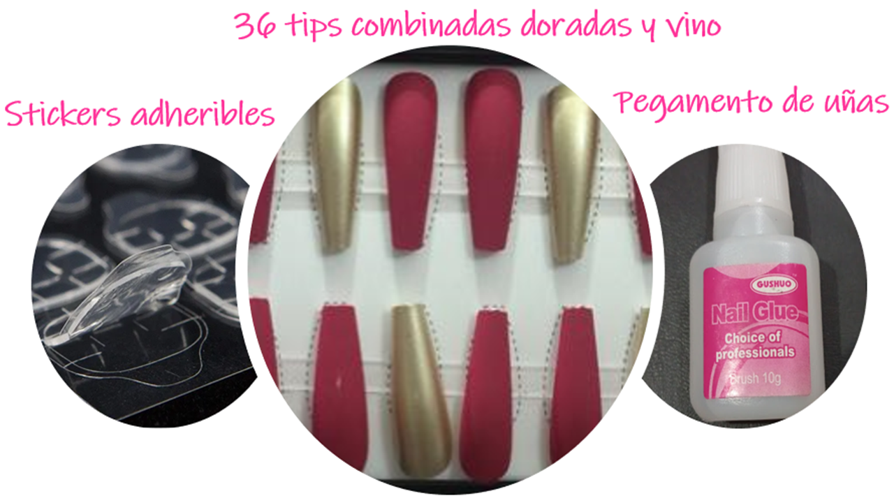 36 Uñas postizas con punta semi cuadrada o bailarina combinadas.