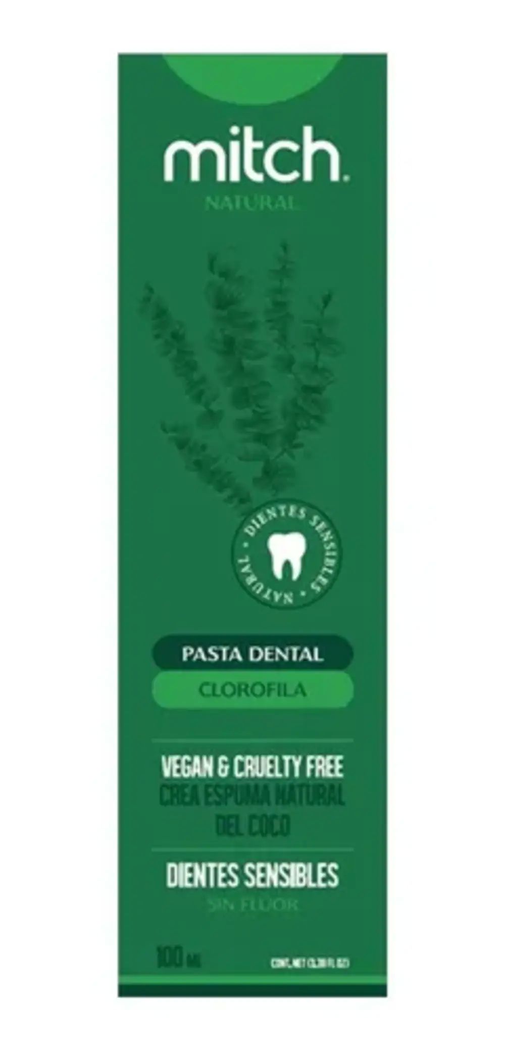 Pasta Dental Mitch Premium Clorofila 100ml Sin Flúor Vegan