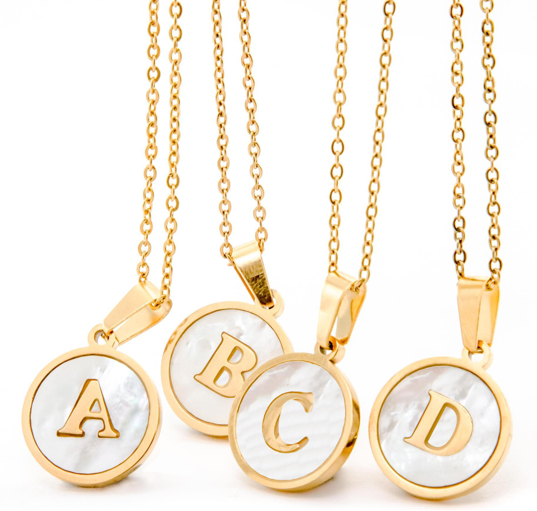 Collar con Inicial o Letras de la A a la Z, Colgante Gargantilla Madre Perla