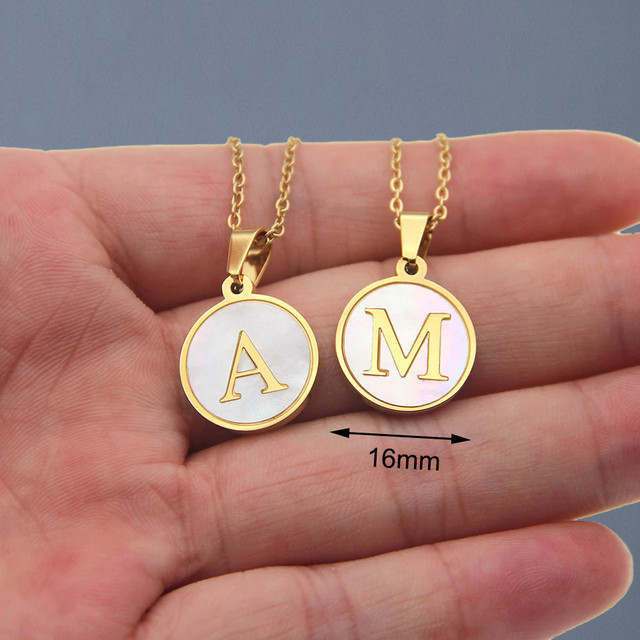 Collar con Inicial o Letras de la A a la Z, Colgante Gargantilla Madre Perla