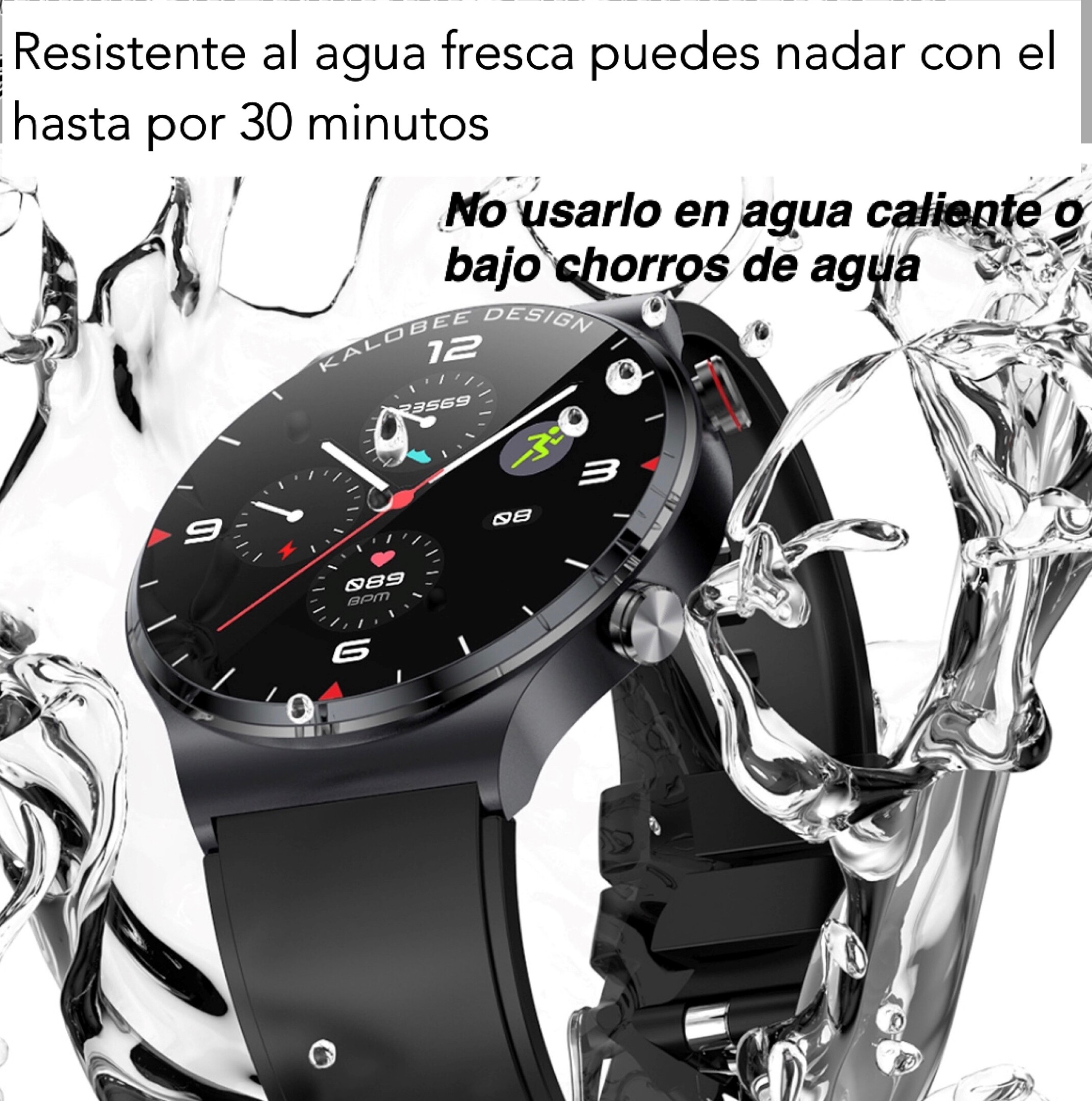 Fino Smartwatch para caballero, Oximetro, Salud, ejercicio, Llamadas, Notificaciones con 3 correas para iPhone y Android