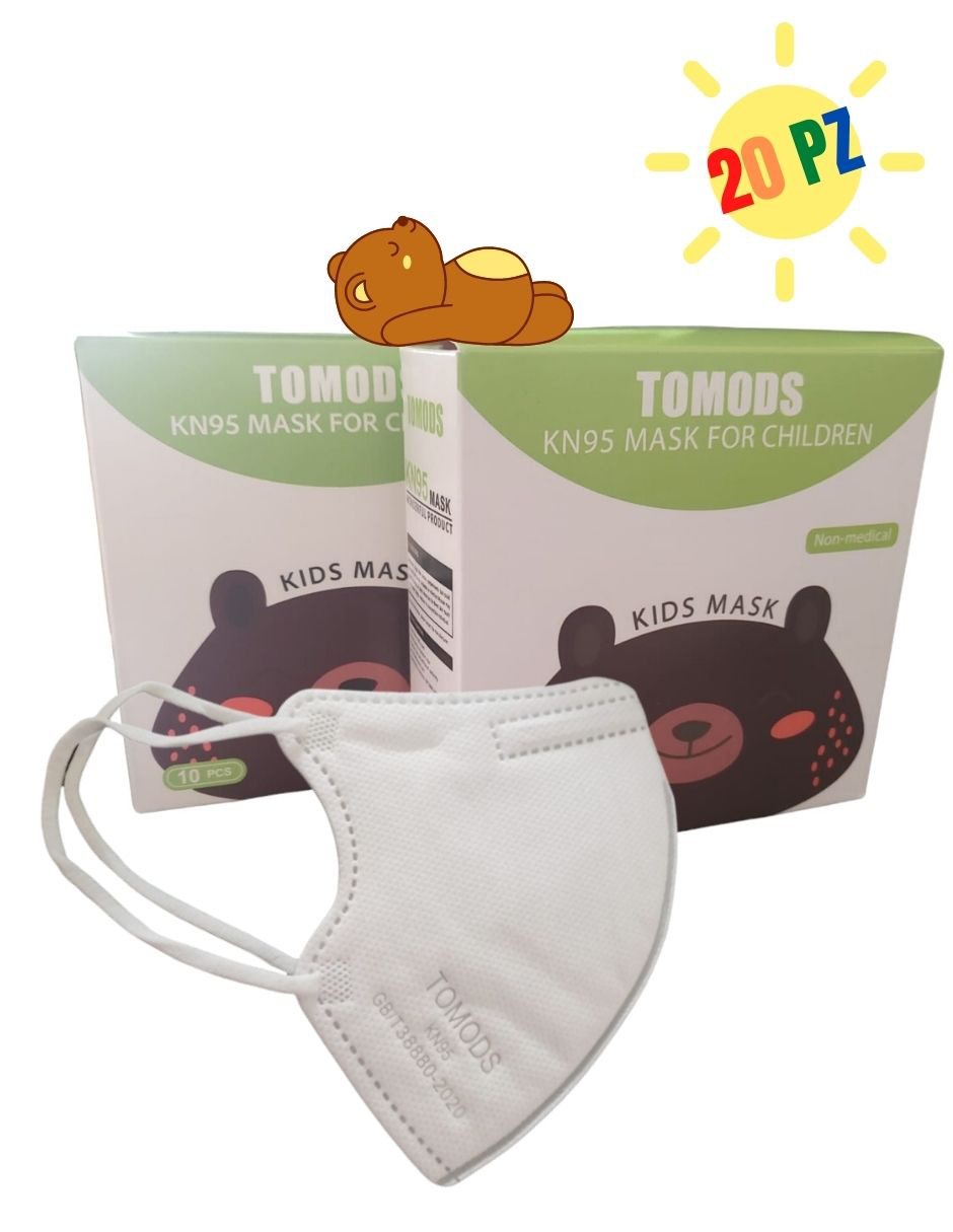 Cubrebocas certificados KN95 blanco infantil Tomods 20 piezas