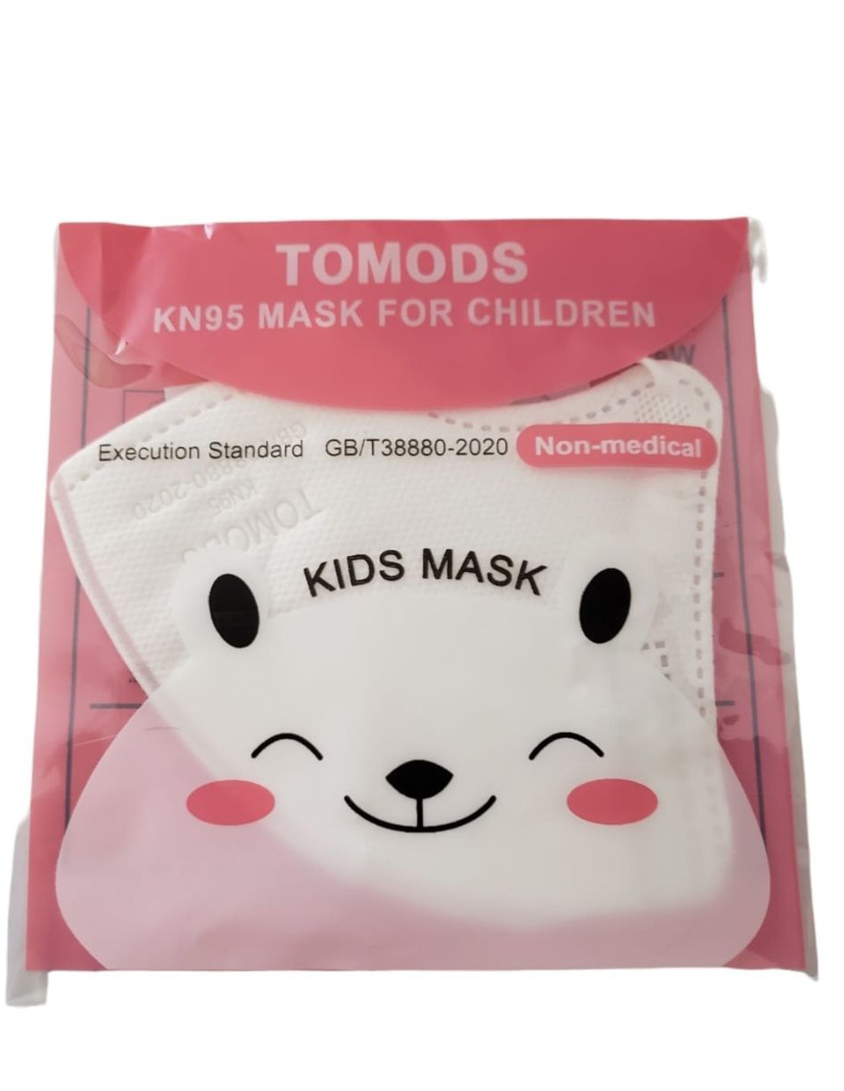 Cubrebocas certificados KN95 blanco infantil Tomods 20 piezas