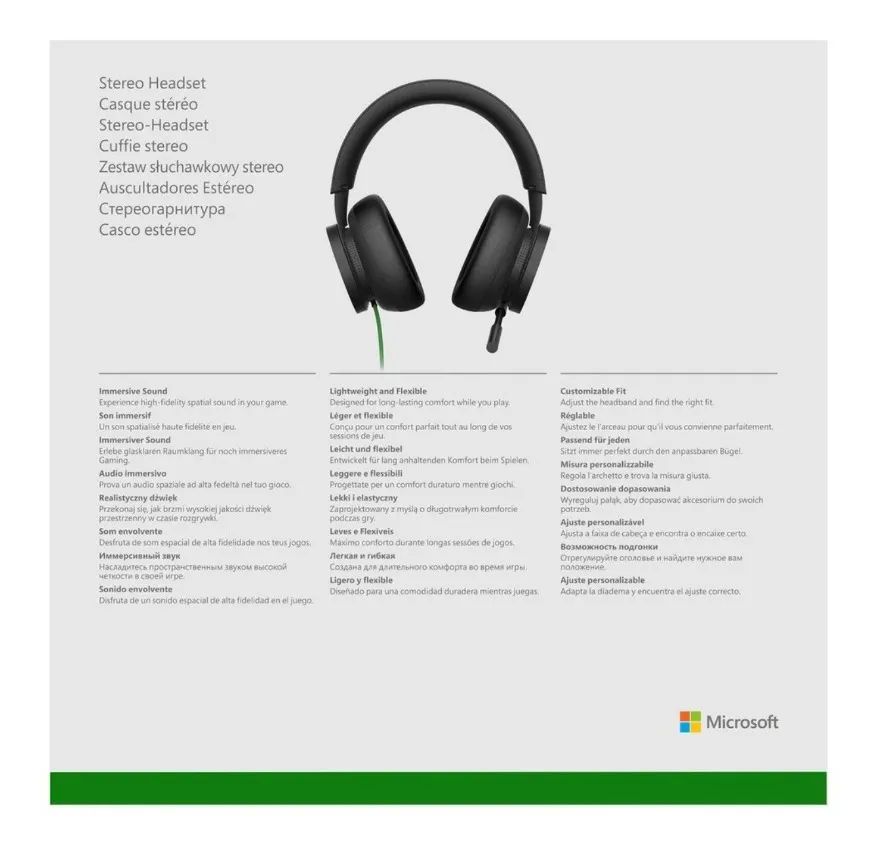 DIADEMA AUDIFONOS GAMER MICROSOFT XBOX ESTÉREO ALAMBRICOS 8LI-00001