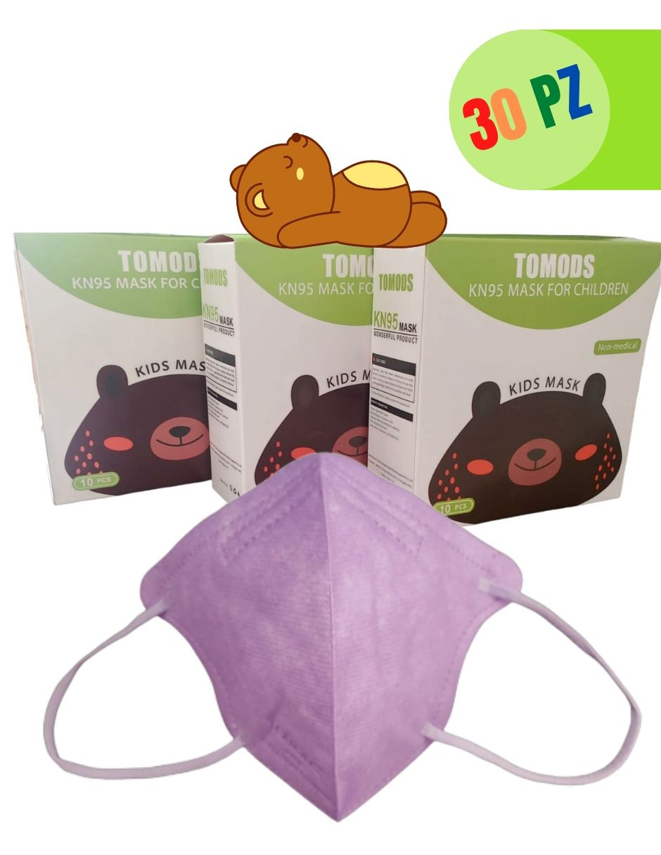 Cubrebocas Tomods certificado KN95 morado infantil 30 piezas