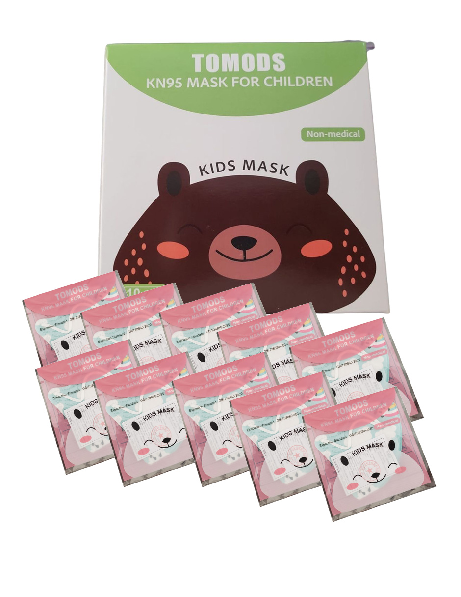 Cubrebocas certificados KN95 Tomods Infantil azul de pandas 10 piezas