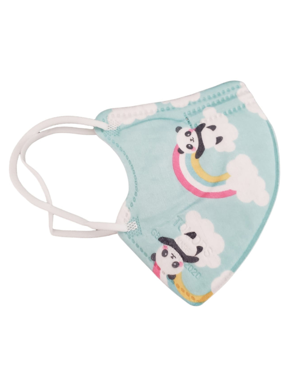 Cubrebocas certificados KN95 Tomods Infantil azul de pandas 10 piezas